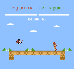 Rizer curls in the air with a small bullet to his right. Simon remains grounded.